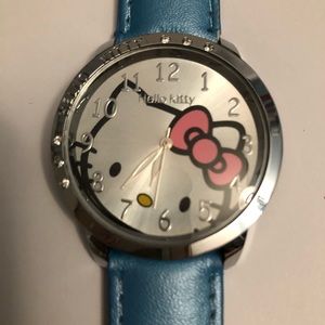 Light Blue Hello Kitty Watch Silver Face